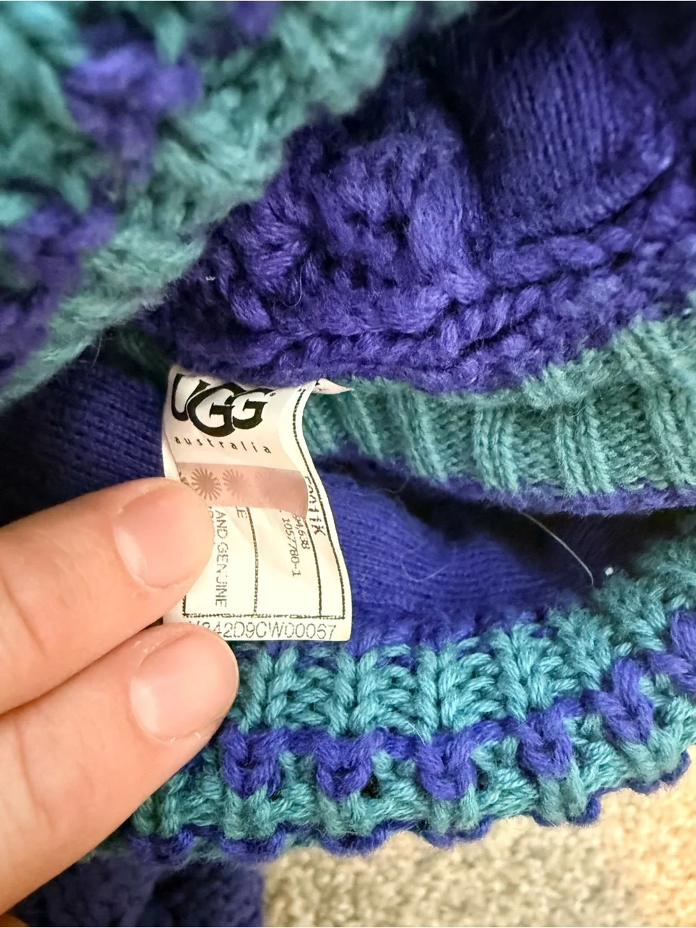 UGG Purple Knit Women's Winter Boots with Teal Accent
